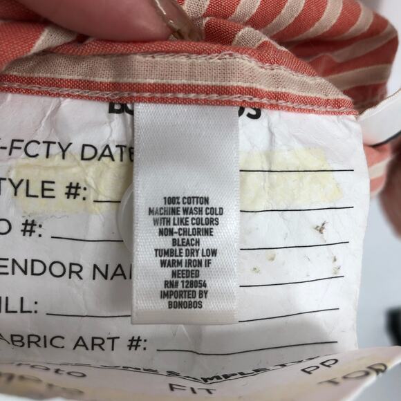 Bonobos Mens Button Up Shirt Medium Orange Striped Pockets Long Sleeve - Picture 8 of 8